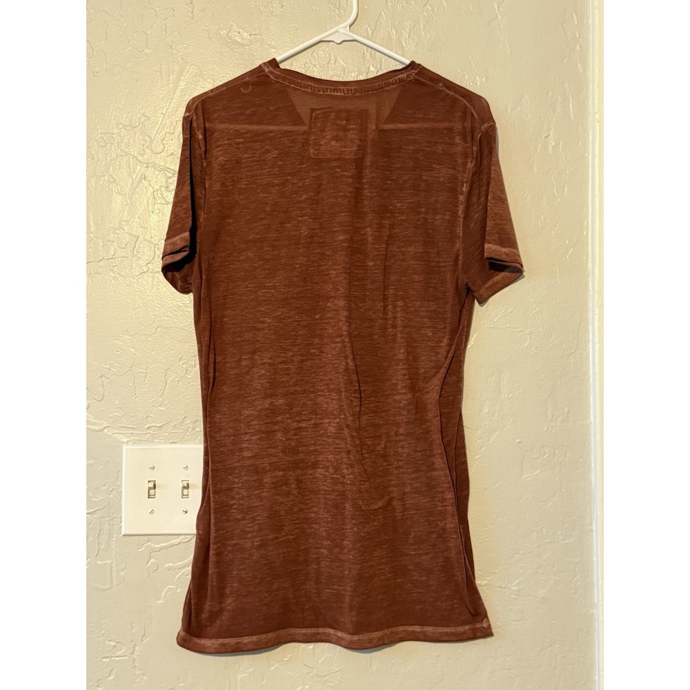 Mens Buckle Black Burnt Orange V-Neck T Shirt Medium
